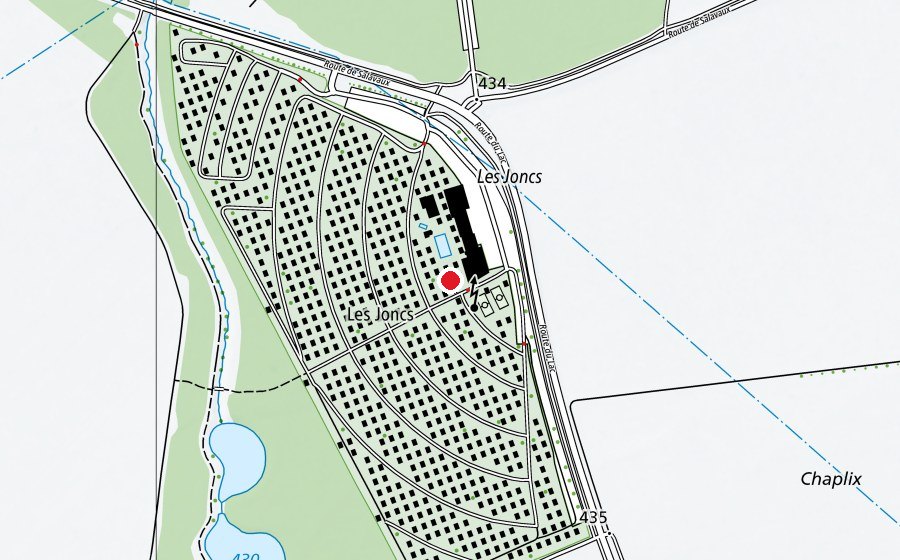 Map showing the location of Lacoboule (Sports field)