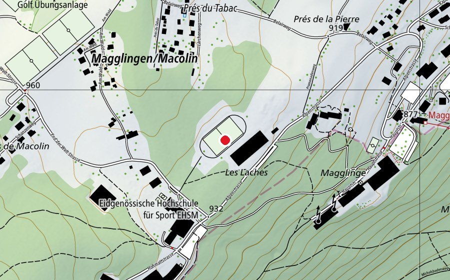 Map showing the location of Lärchenplatz (Sports field)