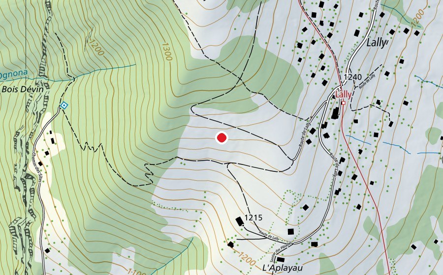 Map showing the location of Lally: cécollage parapente (Sports field)