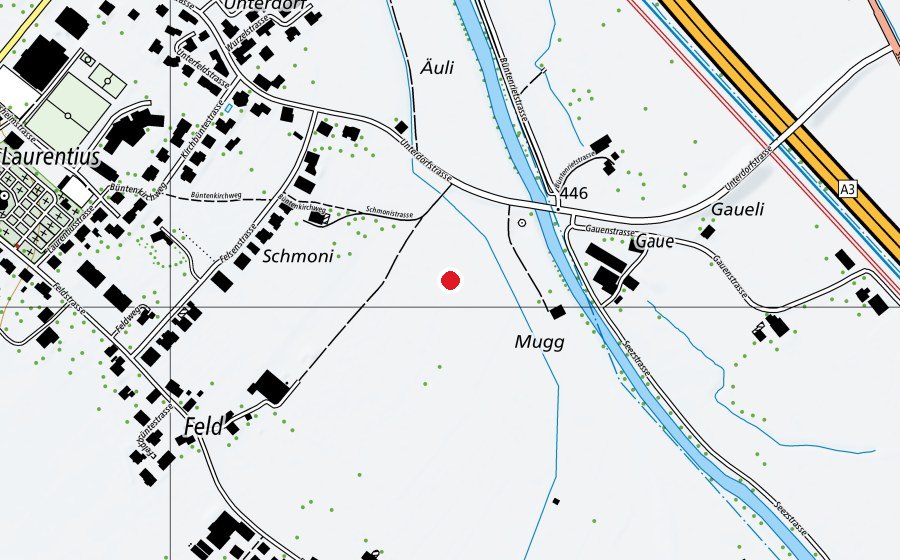 Mappa con la posizione di Landeplatz Flums (Campo sportivo)