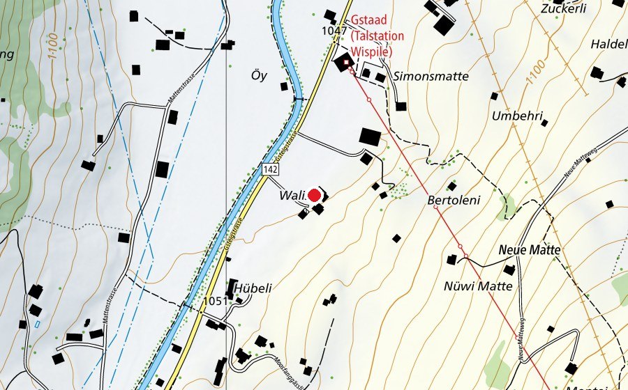 Mappa con la posizione di Landeplatz Gleitschimr/Parapente Gstaad (Campo sportivo)