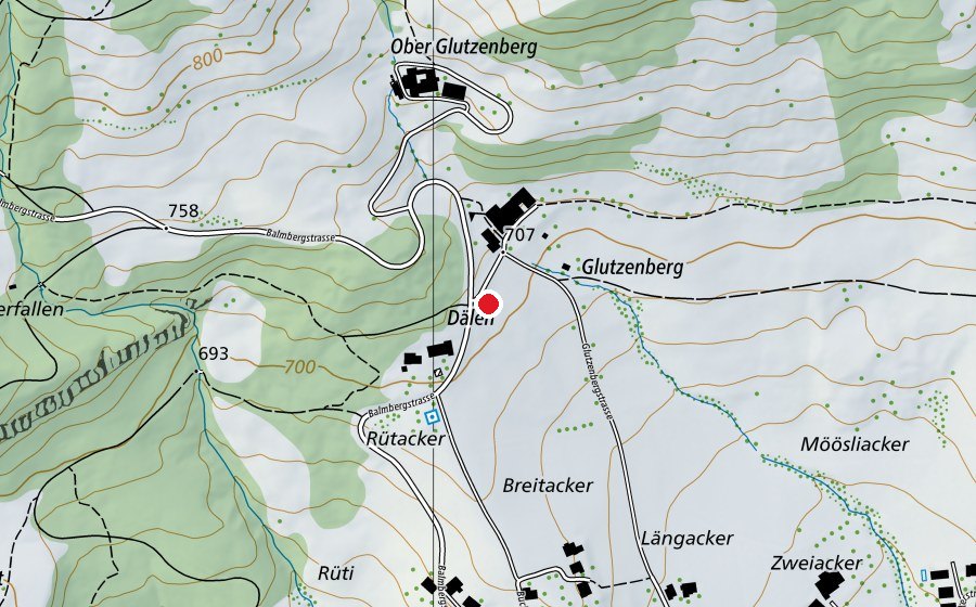 Map showing the location of Landeplatz Glutzenberg (Sports field)
