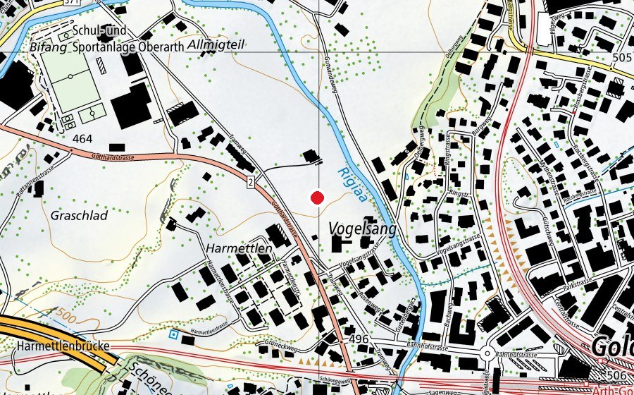 Karte mit dem Standort von Landeplatz Goldau (Sportplatz)