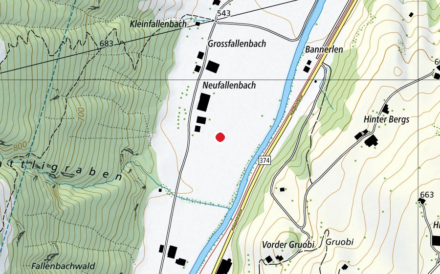Map showing the location of Landeplatz Neufallenbach (Sports field)