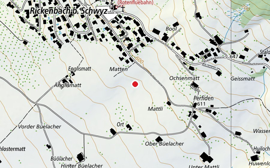 Map showing the location of Landeplatz Rickenbach SZ (Sports field)