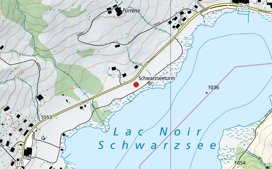 Map showing the location of Landeplatz Schwarzsee (Sports field)