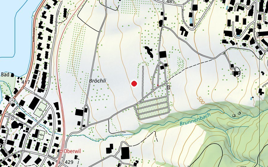 Karte mit dem Standort von Landeplatz Zug Oberwil (Sportplatz)