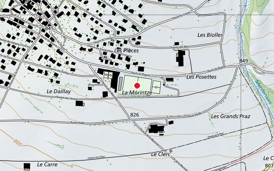 Karte mit dem Standort von Le Stade de la Morentze (Sportplatz)