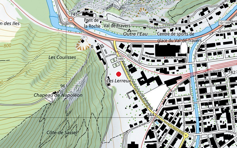 Map showing the location of Les Lerreux (Sports field)