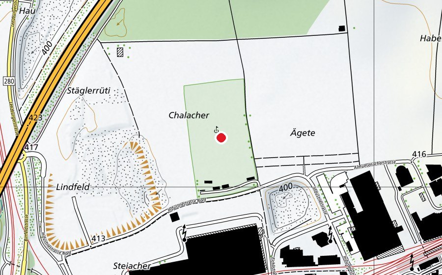 Map showing the location of Lindfeld Mägenwil (Sports field)