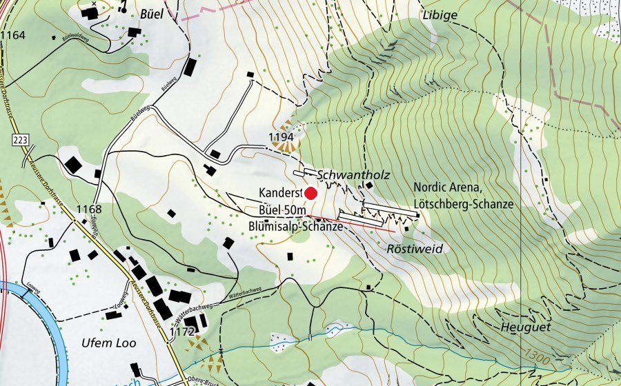 Carte indiquant l’emplacement de Lötschberg-Schanze (Terrain de sport)
