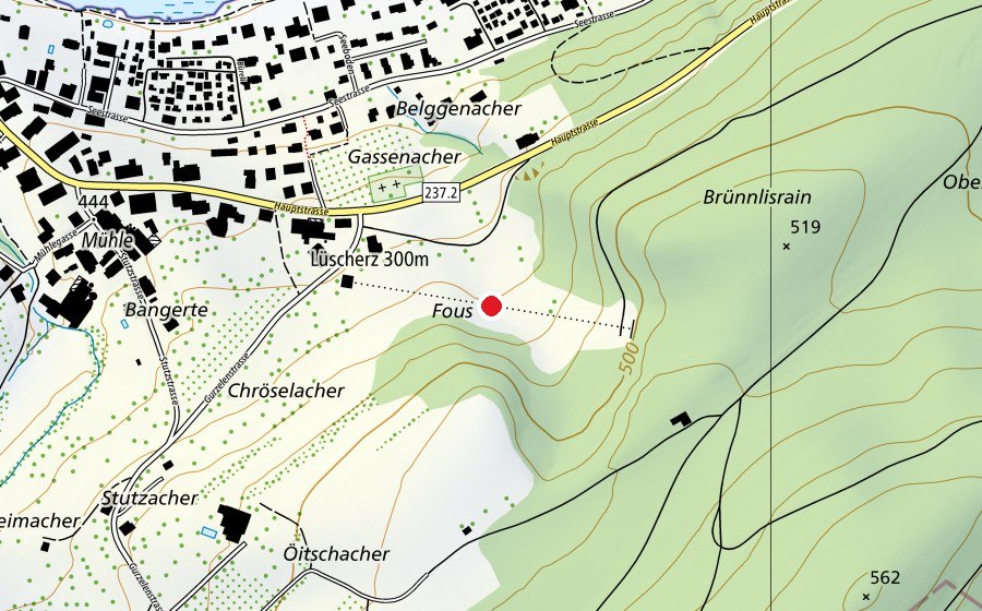 Karte mit dem Standort von Lüscherz 300m (Sportplatz)