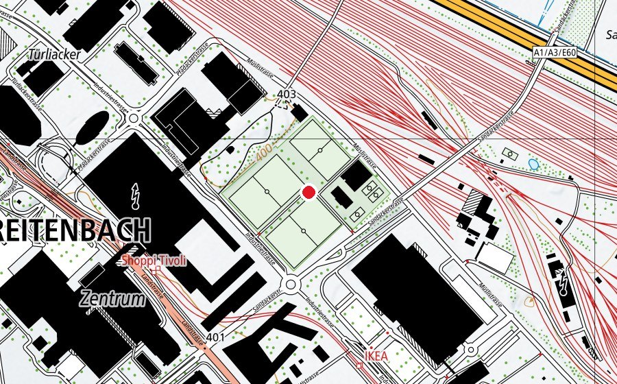 Carte indiquant l’emplacement de Mittlerzelg (Terrain de sport)
