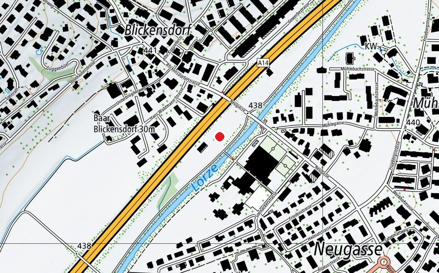 Karte mit dem Standort von Modellauto Rennbahn (Sportplatz)