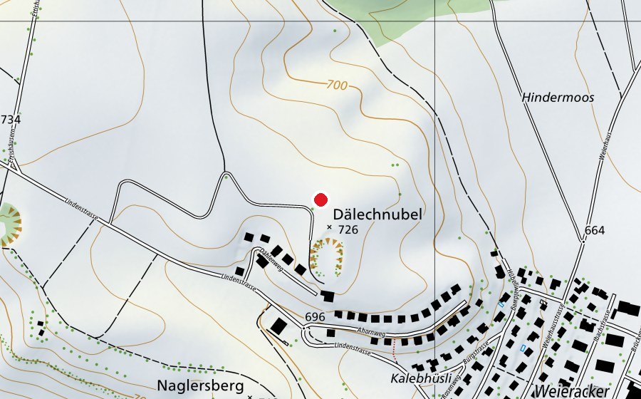 Map showing the location of Modellflugpiste (Sports field)