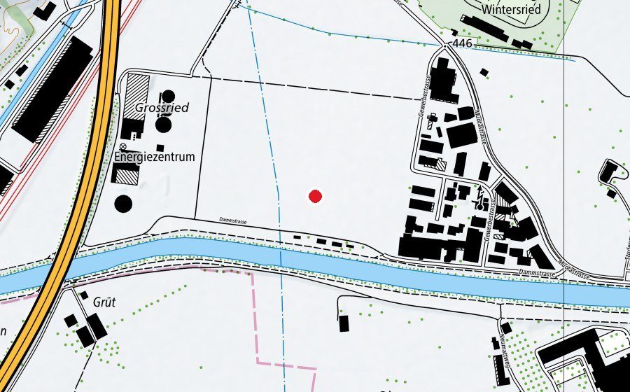 Carte indiquant l’emplacement de Modellflugplatz (Terrain de sport)