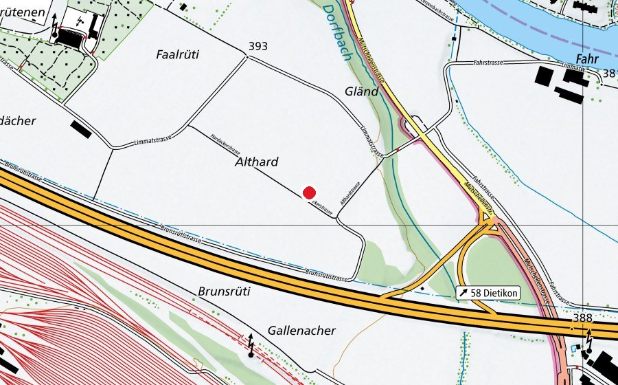 Carte indiquant l’emplacement de Modellflugplatz (Terrain de sport)