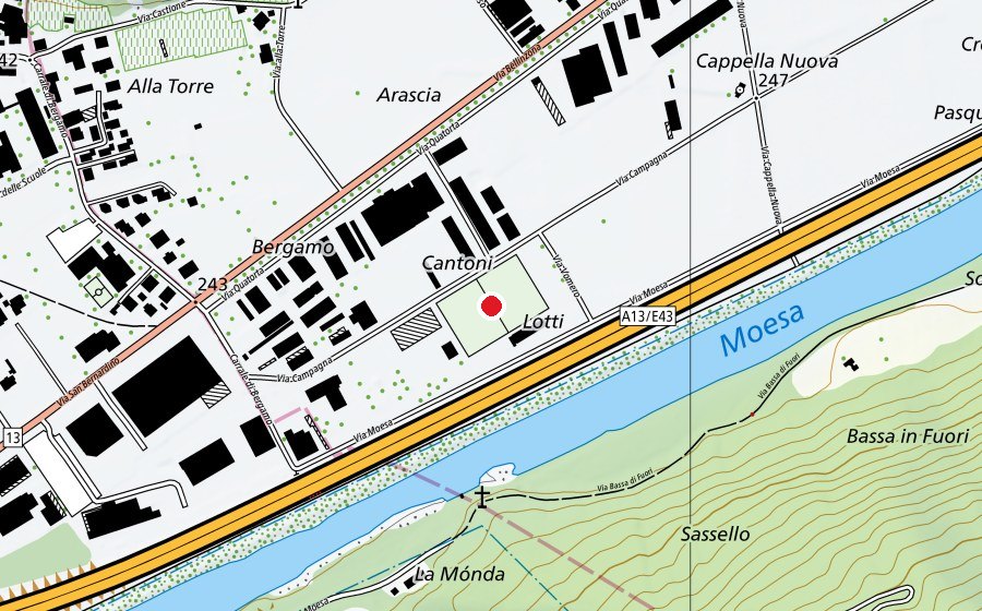 Mappa con la posizione di ModernArena (Campo sportivo)