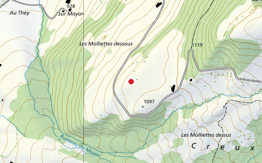 Carte indiquant l’emplacement de Moillettes (Terrain de sport)