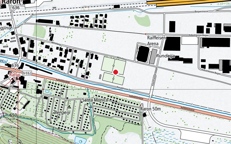 Map showing the location of Moos (Sports field)