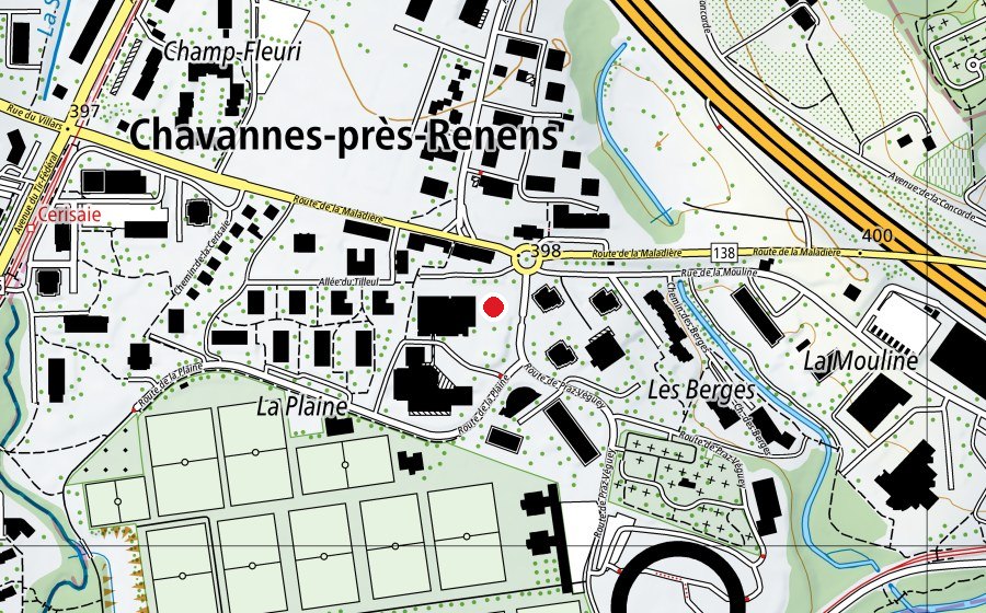 Carte indiquant l’emplacement de Multisport de la Plaine (Terrain de sport)