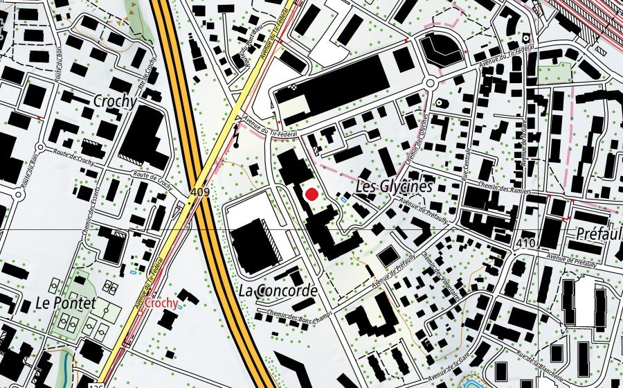 Karte mit dem Standort von Multisport de la Planta (Sportplatz)