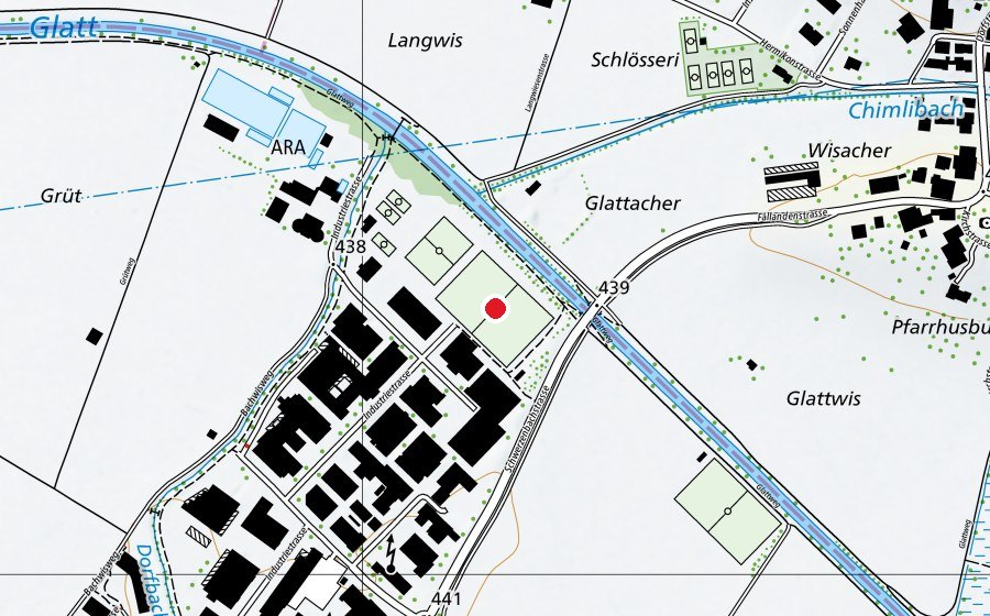 Karte mit dem Standort von Neue Glattwis (Sportplatz)