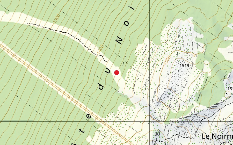 Mappa con la posizione di Noirmont - piste noire n°1 (Campo sportivo)