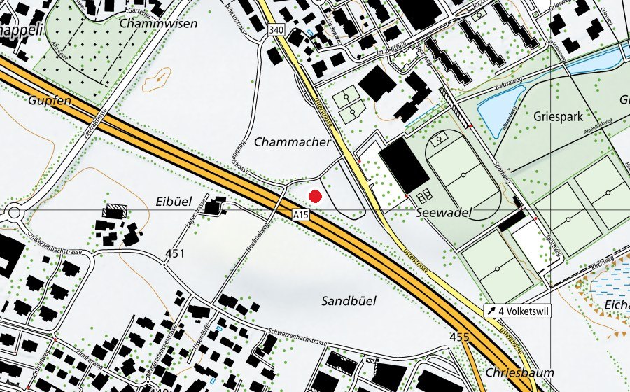Karte mit dem Standort von Offroad Team Zürich (Sportplatz)
