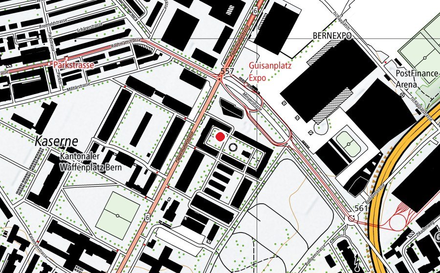 Map showing the location of Paddock (Sports field)
