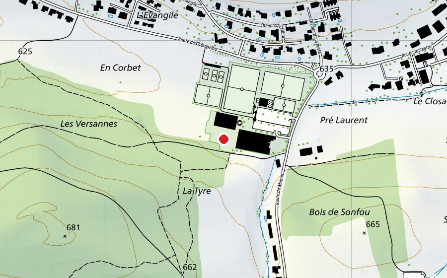 Map showing the location of Paddock (Sports field)