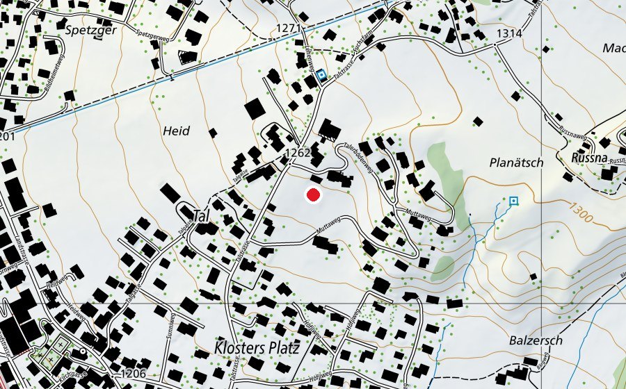 Map showing the location of Paddock (Sports field)