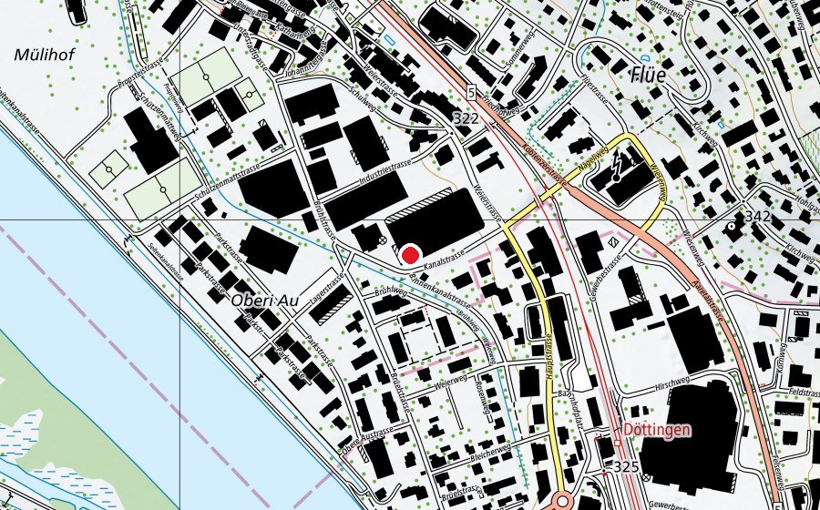 Map showing the location of Padelwerk Klingnau (Sports field)