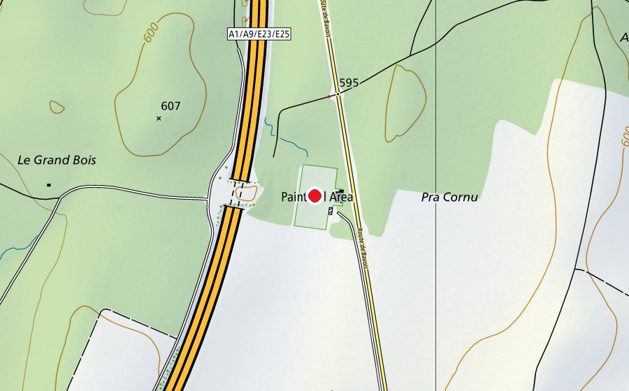 Map showing the location of Paintball Area (Sports field)
