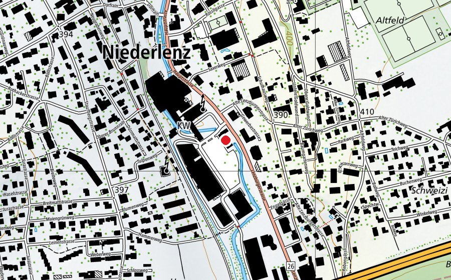 Map showing the location of Paintball Hall (Sports field)