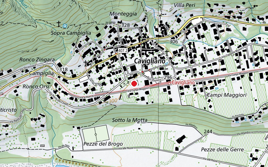 Karte mit dem Standort von Parco giochi di Cavigliano (Sportplatz)