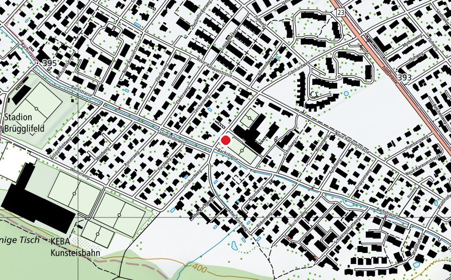 Map showing the location of Pétanque-Bahn Suhr Feld (Sports field)