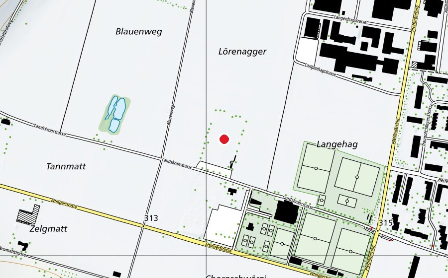 Carte indiquant l’emplacement de Pferdesportanlage (Terrain de sport)