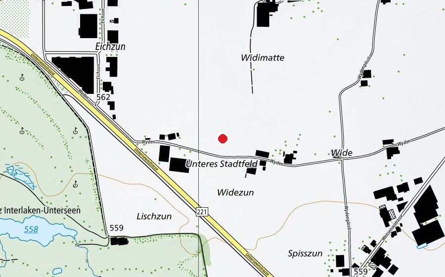Map showing the location of Pferdesportanlage Wyden (Sports field)
