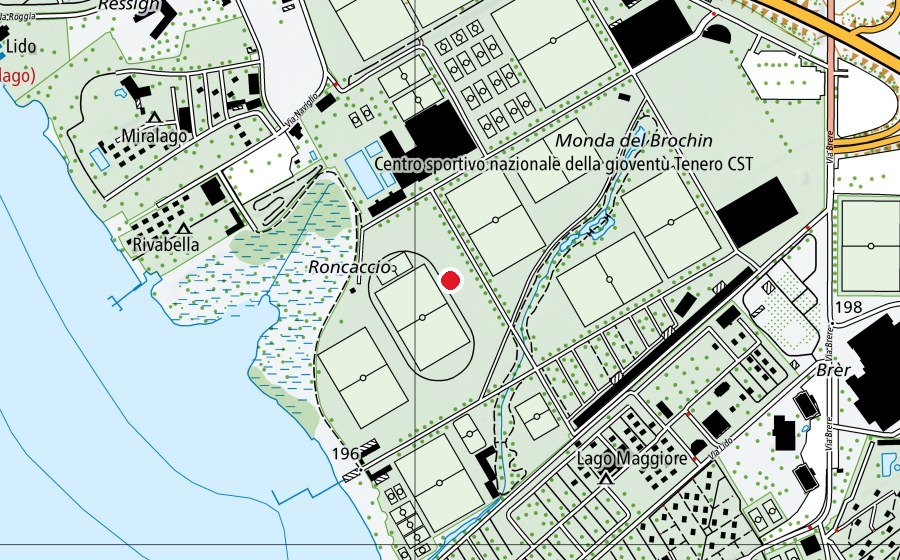 Mappa con la posizione di Pista di atletica in erba (Campo sportivo)