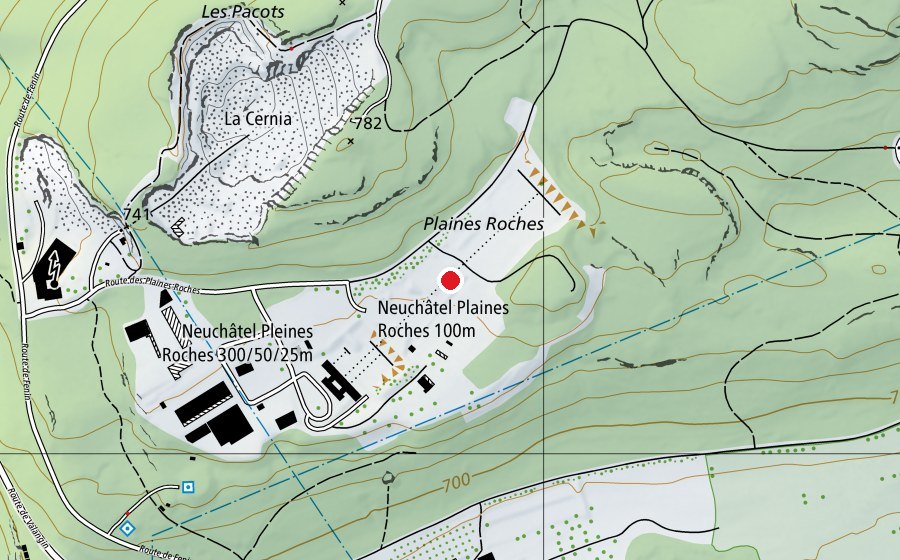 Carte indiquant l’emplacement de Plaines-Roches (Terrain de sport)