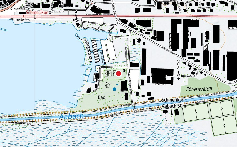 Karte mit dem Standort von Platz 1 (Sportplatz)