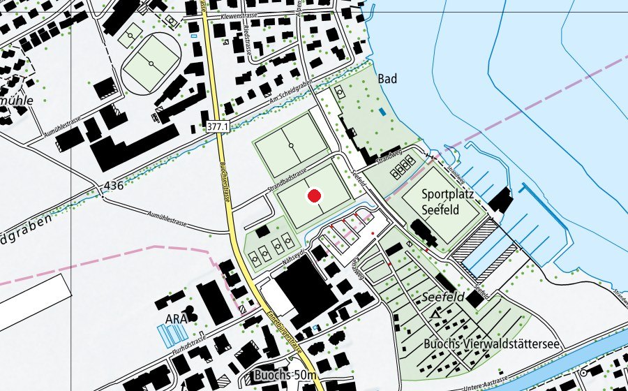 Map showing the location of Platz 2 (Sports field)
