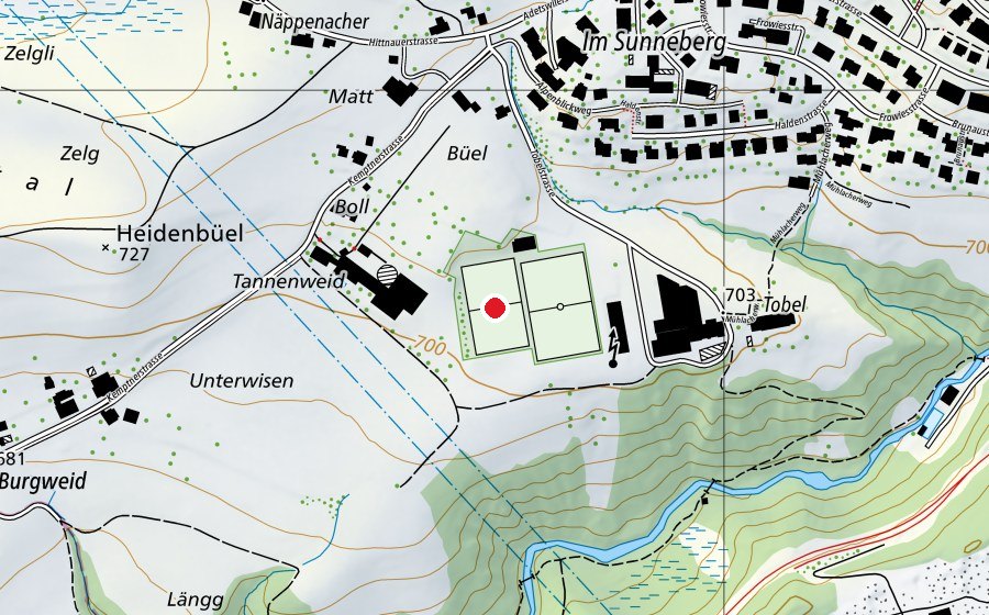 Carte indiquant l’emplacement de Platz 2 FC Bäretswil (Terrain de sport)