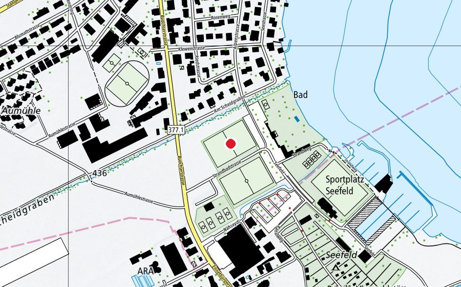 Map showing the location of Platz 3 (Sports field)