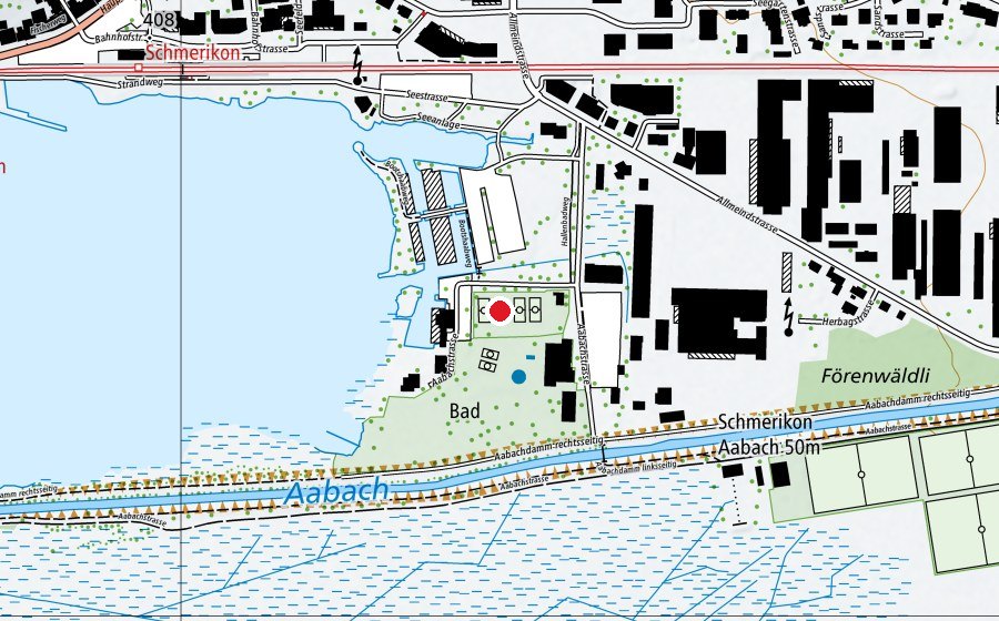 Map showing the location of Platz 3 (Sports field)