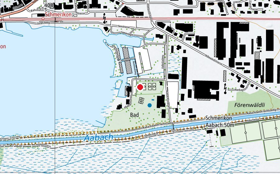 Map showing the location of Platz 4 (Sports field)