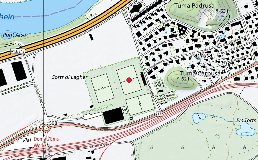 Karte mit dem Standort von Platz A (Sportplatz)