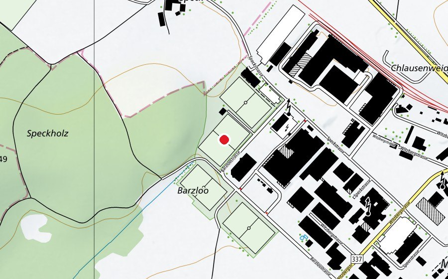 Carte indiquant l’emplacement de Platz B (Terrain de sport)