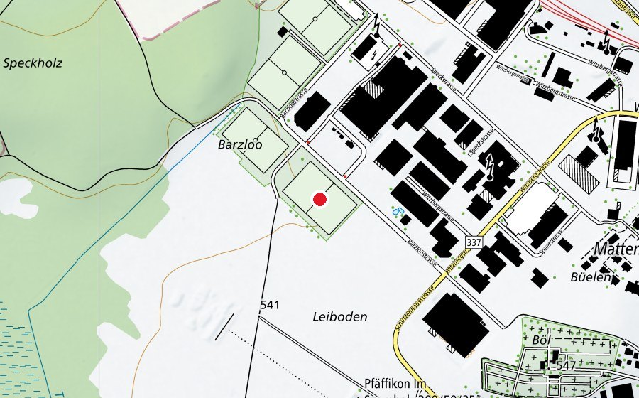 Carte indiquant l’emplacement de Platz D (Terrain de sport)